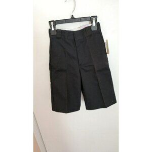 Dickies Shorts Boys Size 8 Black Flat Front Pockets Classic Fit NWT Summer